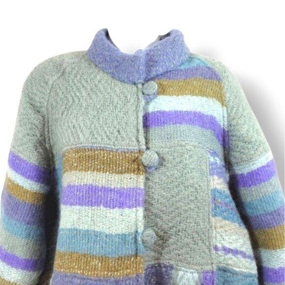Vintage Miranda Roma Wool and Mohair Patchwork Sweater Knit Coat Size Small - Picture 4 of 9